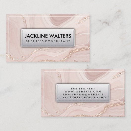 Roze Marmer Goudvlokken Visitekaartje (Voorkant / Achterkant)