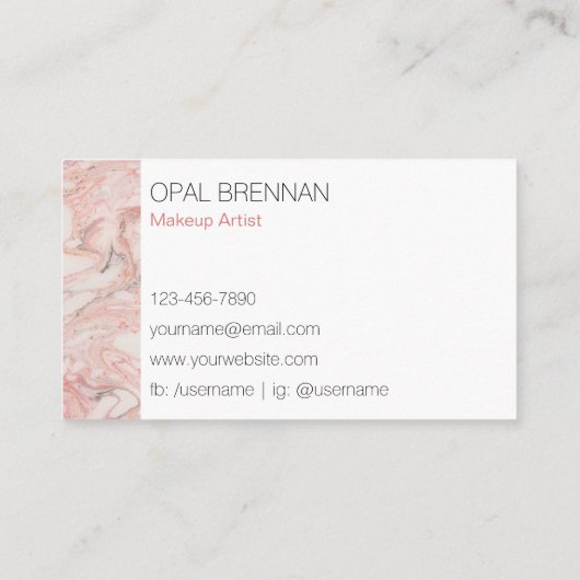 Roze marmer Gray Modern Visitekaartje (Achterkant)