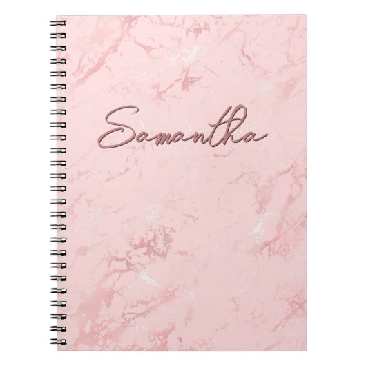 Roze Marmer Handtekening Notitieboek (Voorkant)