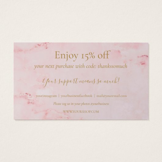 Roze marmer Hartelijk dank voor de Kaart van de ko (Achterkant)