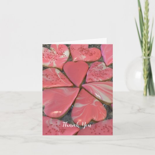 Roze Marmer Hartkoekjes Bedankt (Voorkant)