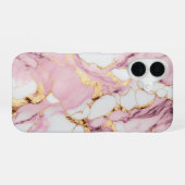 Roze marmer iPhone 16 hoesje (Achterkant horizontaal)