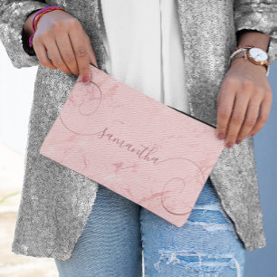 Roze Marmer Krul Handtekening Naam Etui