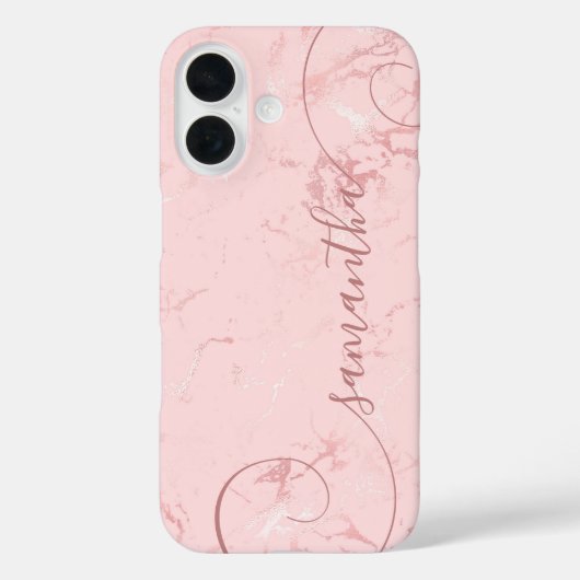 Roze Marmer Krullende Handtekening Case-Mate iPhone Case (Achterkant)