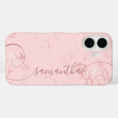 Roze Marmer Krullende Handtekening Case-Mate iPhone Case (Achterkant (horizontaal))