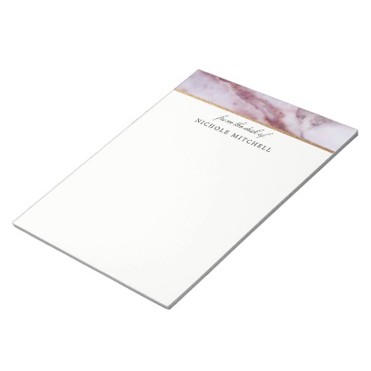 Roze marmer-laptop notitieblok (Schuin)