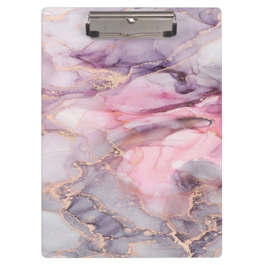 Roze Marmer Leuke Elegante Grijs Klembord (Voorkant)