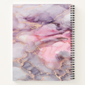 Roze Marmer Leuke Elegante Grijs Notitieboek (Achterkant)