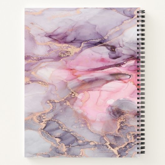 Roze Marmer Leuke Elegante Grijs Notitieboek (Achterkant)