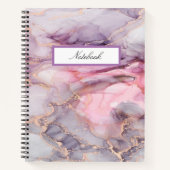 Roze Marmer Leuke Elegante Grijs Notitieboek (Voorkant)