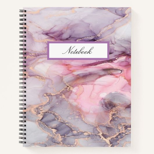 Roze Marmer Leuke Elegante Grijs Notitieboek (Voorkant)
