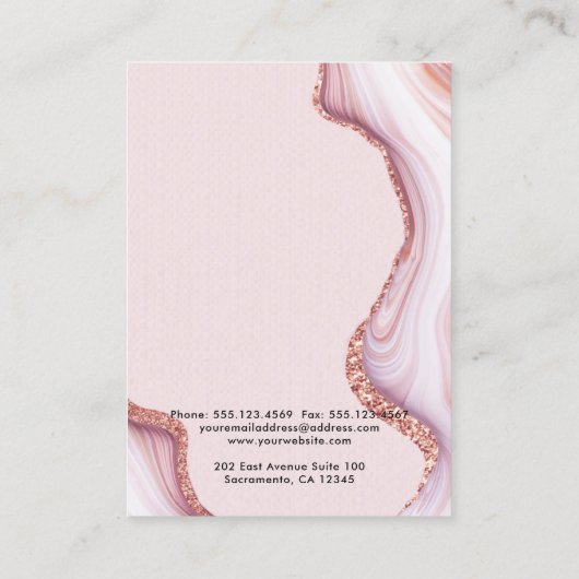 Roze marmer Logo Ketting Bracelet Display Card Visitekaartje (Achterkant)