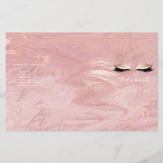 Roze marmer Makeup Eyes Lashes DL 3 bijsluiter Flyer (Voorkant)