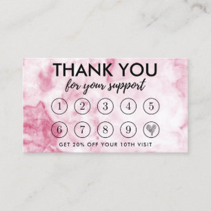 Roze marmer Makeup Hair Bedankt Loyalty Card Visitekaartje