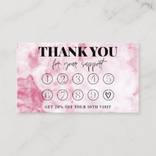 Roze marmer Makeup Hair Bedankt Loyalty Card Visitekaartje