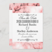 Roze marmer met Fancy elementen Save The Date (Voorkant / Achterkant)