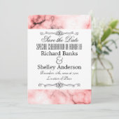 Roze marmer met Fancy elementen Save The Date (Staand voorkant)