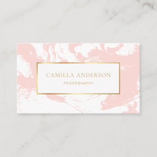 Roze marmer met Faux Gold Foil Visitekaartje