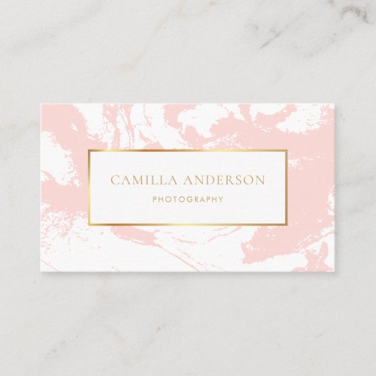 Roze marmer met Faux Gold Foil Visitekaartje (Voorkant)
