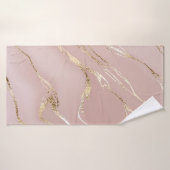 Roze marmer met gouden aderen badhanddoek (Badhanddoek)