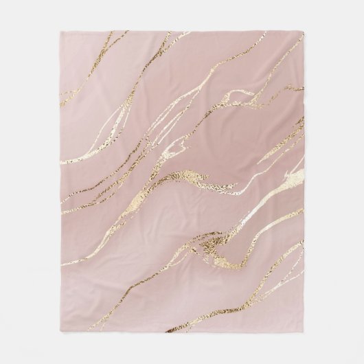 Roze marmer met gouden aderen fleece deken (Voorkant)