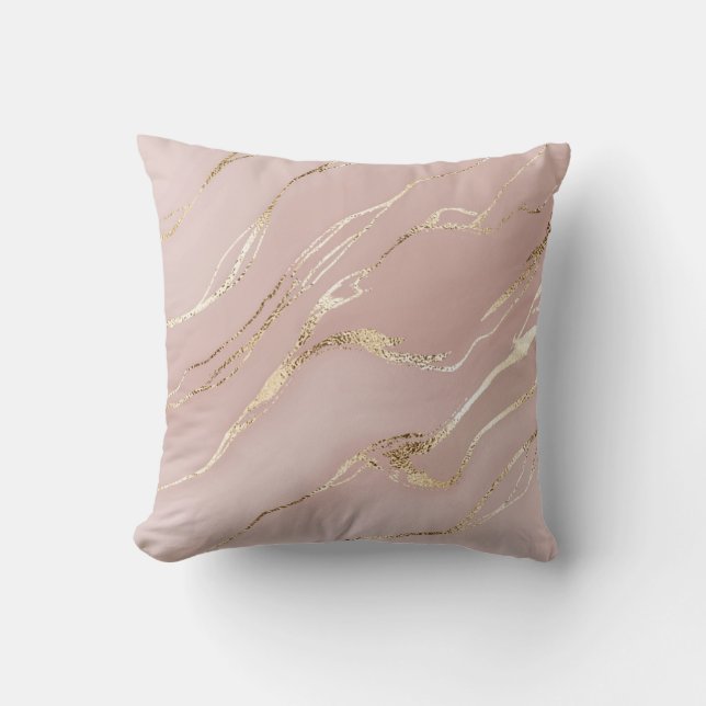 Roze marmer met gouden aderen kussen (Voorkant)