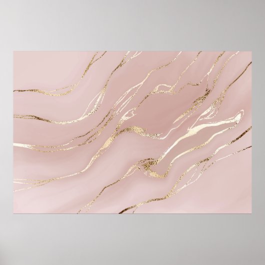 Roze marmer met gouden aderen poster (Voorkant)
