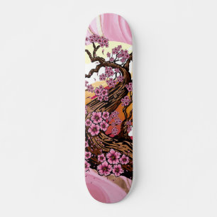 Roze marmer met gouden kersenbloesem Japans Persoonlijk Skateboard