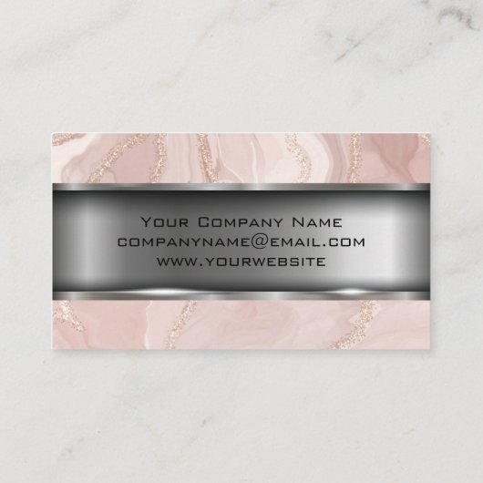 Roze marmer | Metaal Visitekaartje (Achterkant)