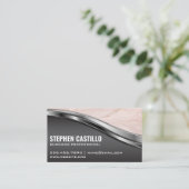 Roze marmer | Metaal Visitekaartje (Staand voorkant)