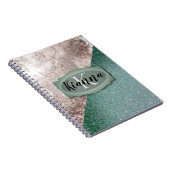 Roze marmer Minty Green Monogram Notitieboek (Rechterzijde)