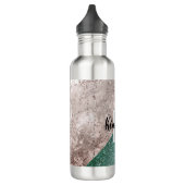 Roze marmer Minty Green Monogram Roestvrij Slot Waterfles (Links)