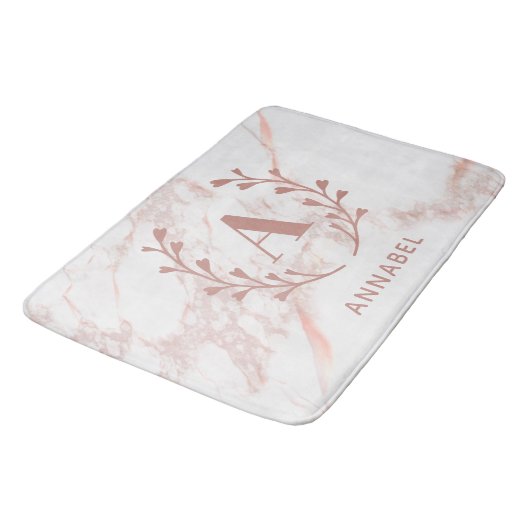 Roze marmer Monogram Alle Initialen en namen op ma Badmat (Gekanteld)