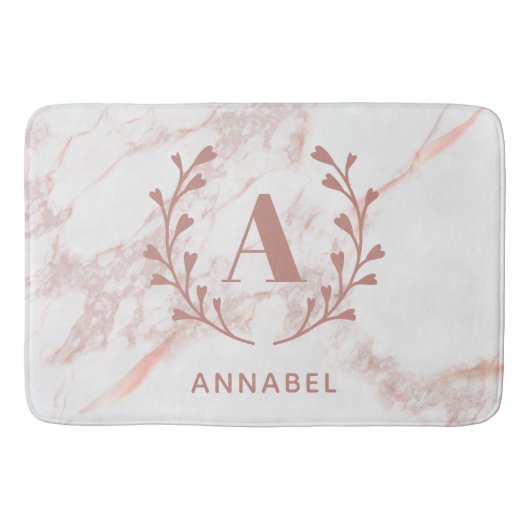Roze marmer Monogram Alle Initialen en namen op ma Badmat (Voorkant)