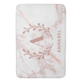 Roze marmer Monogram Alle Initialen en namen op ma Badmat (Voorkant Verticaal)