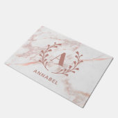 Roze marmer Monogram Alle Initialen en namen op ma Deurmat (Schuin)