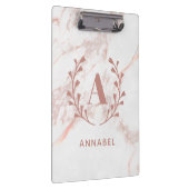 Roze marmer Monogram Alle Initialen en namen op ma Klembord (Rechts)