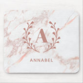 Roze marmer Monogram Alle Initialen en namen op ma Muismat (Voorkant)