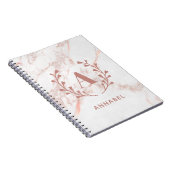 Roze marmer Monogram Alle Initialen en namen op ma Notitieboek (Rechterzijde)