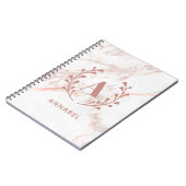 Roze marmer Monogram Alle Initialen en namen op ma Notitieboek (Linkerzijde)