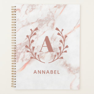 Roze marmer Monogram Alle Initialen en namen op ma Planner