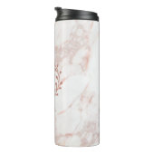 Roze marmer Monogram Alle Initialen en namen op ma Thermosbeker (Geroteerd rechts)