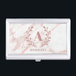 Roze marmer Monogram Alle Initialen en namen op ma Visitekaarthouder<br><div class="desc">Pas uw eigen initiaal en naam aan. © Gorjo Design. Gemaakt voor je via het Zazzle platform.</div>
