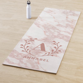 Roze marmer Monogram Alle Initialen en namen op ma Yogamat