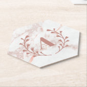 Roze marmer Monogram Initiaal & Name Custom Girls Kartonnen Onderzetters (Schuin)