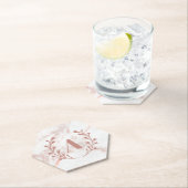 Roze marmer Monogram Initiaal & Name Custom Girls Kartonnen Onderzetters (Insitu)