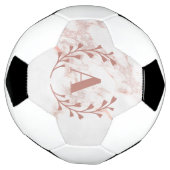 Roze marmer Monogram Initiaal & Name Custom Girls Voetbal (Gedraaid)