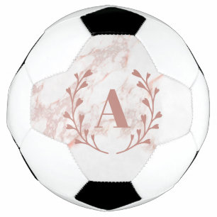 Roze marmer Monogram Initiaal & Name Custom Girls Voetbal