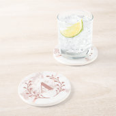 Roze marmer Monogram Initiaal & Name Custom Girls Zandsteen Onderzetter (Zijkant)