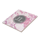 Roze marmer monogram met grijze cirkelbeweging tegeltje (Zijkant)